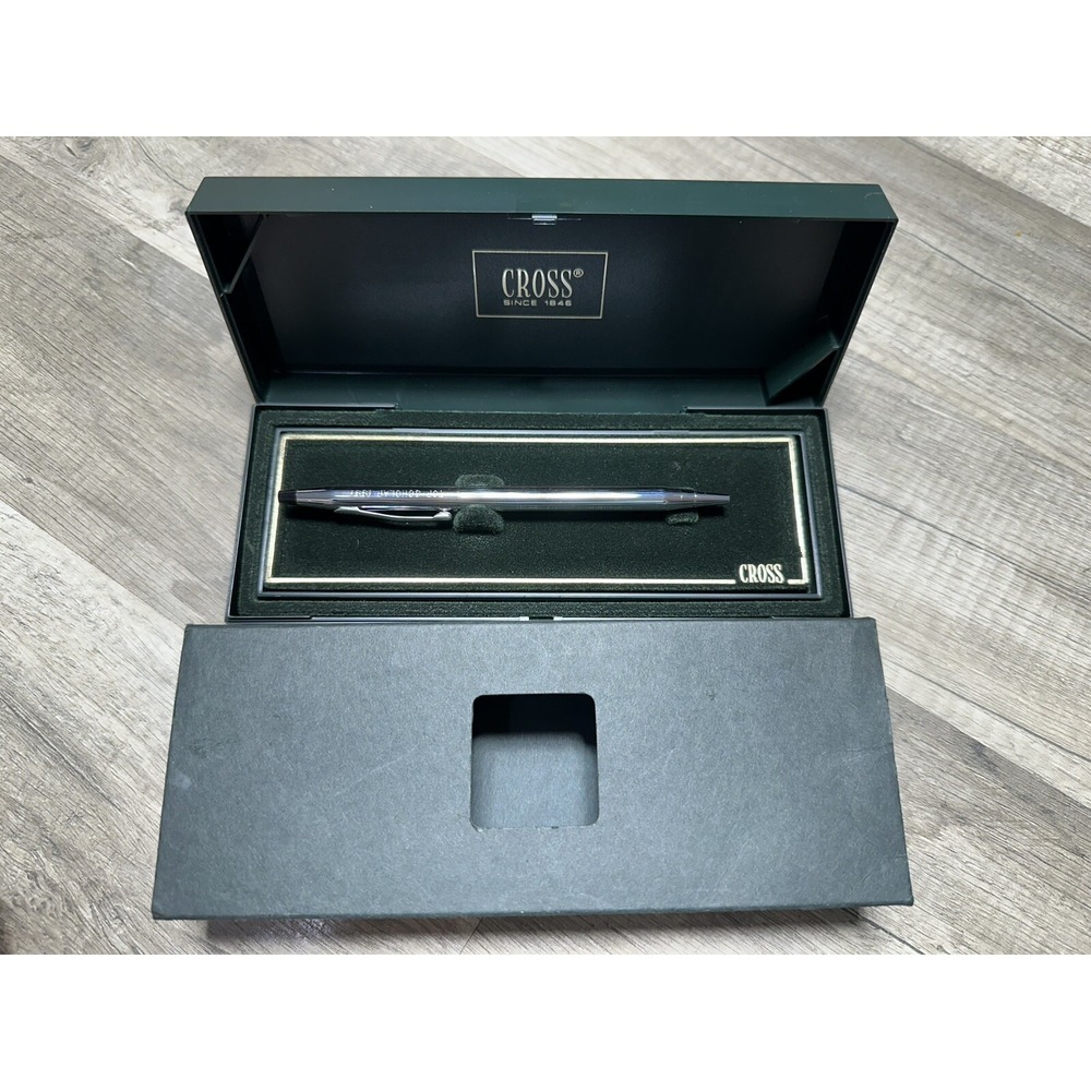 Cross Lustrous Chrome Ballpoint Pen In Case W/Instructions Model‎ 3502 ENGRAVED